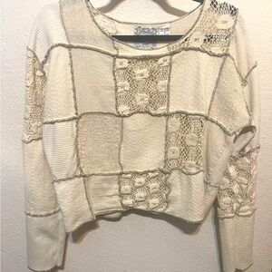 Ultra Pink brand Cream Patchwork Knit Sweater Woman's size medium ***Y2K‎